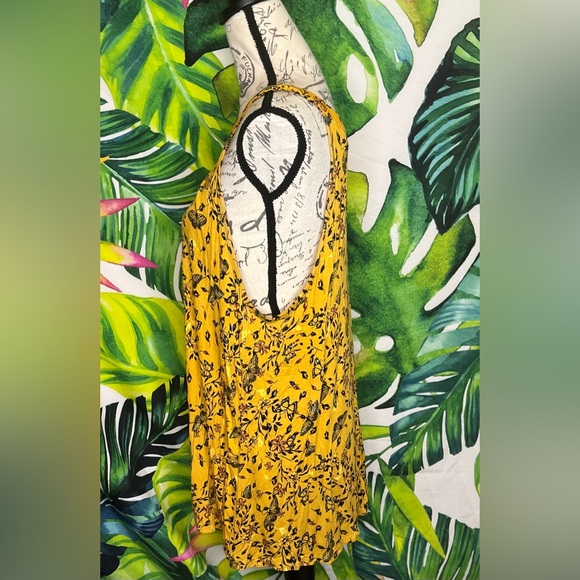Torrid 14/16 Loose Flowy Dark Yellow Black Monarch Butterfly Halter Tunic Tank - Picture 4 of 8